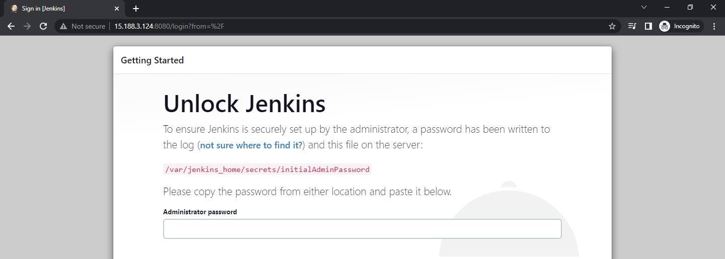 Jenkins unlock screen