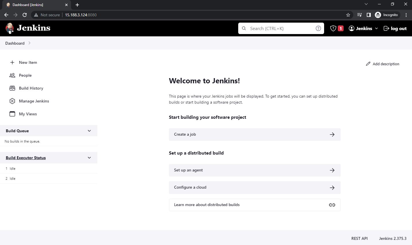 Welcome to Jenkins dashboard